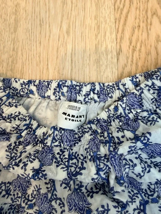 Isabel Marant Jocadia White and Blue Floral Skirt/Shorts Skort Size 34/XS/0 - Picture 2 of 2